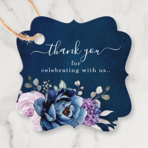Dusty Blue Purple Blooms Wedding Thank You Favour  Favour Tags