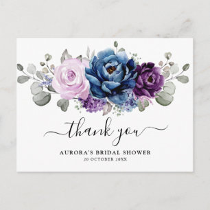 Dusty Blue Purple Lilac Bridal Shower Thank you    Postcard