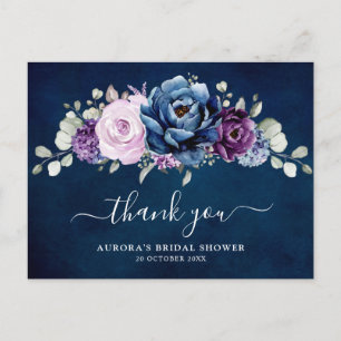 Dusty Blue Purple Lilac Bridal Shower Thank you    Postcard