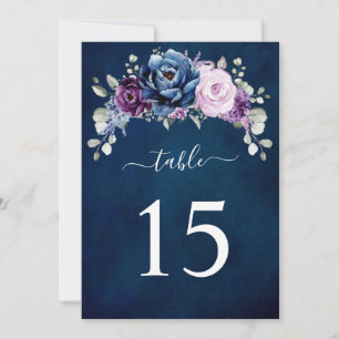 Dusty Blue Purple Lilac Wedding Table number card