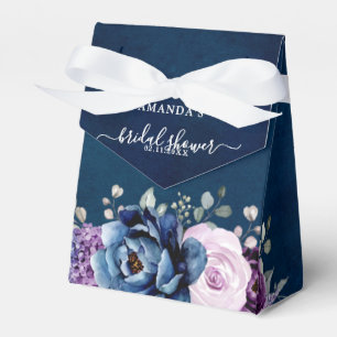 Dusty Blue Purple Navy Lilac Blooms  Bridal Shower Favour Box