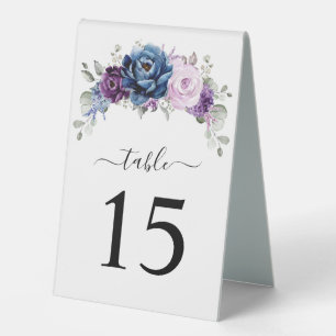 Dusty Blue Purple Navy Lilac Blooms Table Number