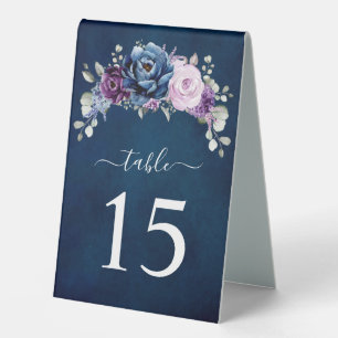 Dusty Blue Purple Navy Lilac Blooms Table Number T
