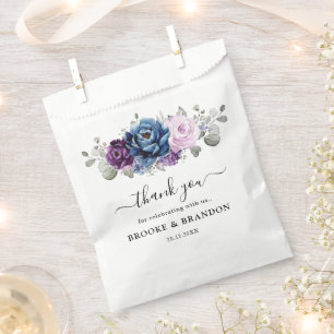 Dusty Blue Purple Navy Lilac Blooms Wedding Favour Bag