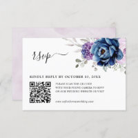 Dusty Blue Purple Navy Lilac Blooms Wedding QR