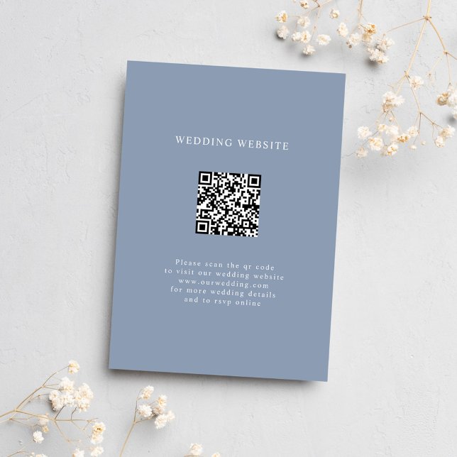 Dusty Blue QR Code Minimal Wedding Details Enclosure Card (Dusty Blue QR Code Minimal Wedding Details Enclosure Card)