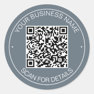 Dusty Blue QR Code Smart Contact Classic Round Sticker