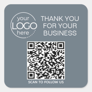 Dusty Blue QR Code Smart Contact Square Sticker