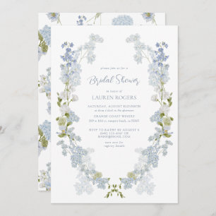 Dusty Blue QR Code Watercolor Floral Bridal Shower Invitation