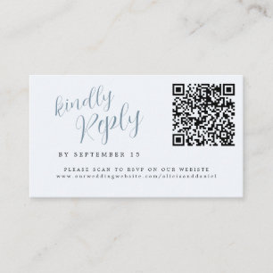 Dusty blue QR code wedding website online RSVP Enclosure Card