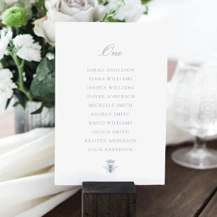 Dusty Blue Queen Bee Wedding Seating Chart Card