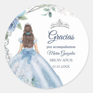 Dusty Blue Quinceañera Favor Thank You Gift Tags