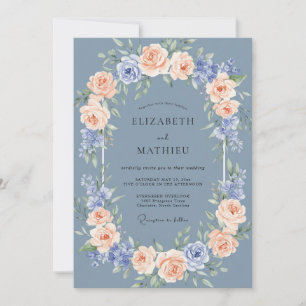 Dusty Blue Radiant Floral Wedding Invitation