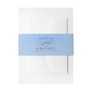 Dusty Blue Red Modern Boho Wedding Invitation Belly Band