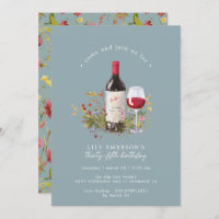 Dusty Blue | Red Wine Any Age Adult Birthday Party