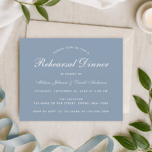 Dusty Blue Rehearsal Dinner Budget Invitation