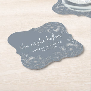Dusty Blue Rehearsal Dinner Drink Coaster