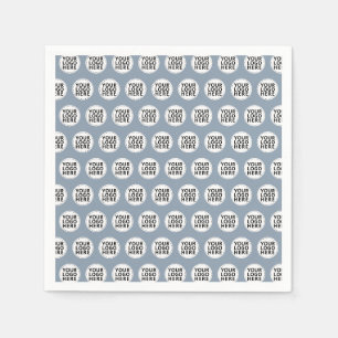 Dusty Blue Repeating Business Logo Napkin