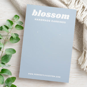 Dusty blue retro font logo earring display card