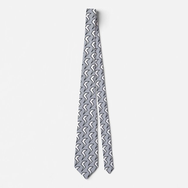 Dusty Blue Retro Lightning Bolt  Tie (Front)