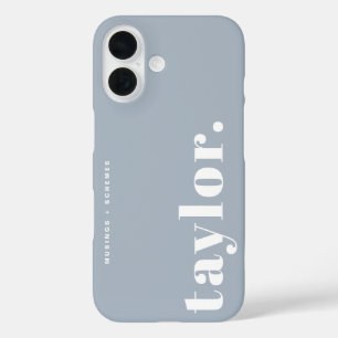 Dusty Blue Retro Typography Personalised iPhone 16 Case