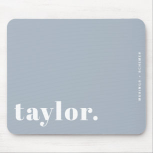 Dusty Blue Retro Typography Personalised Mouse Pad