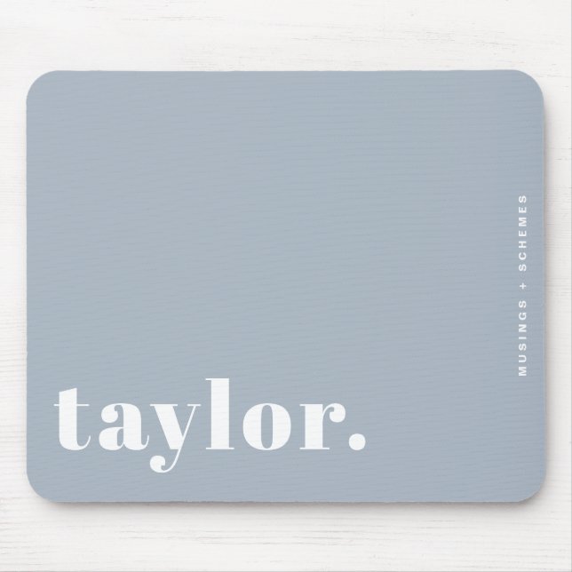 Dusty Blue Retro Typography Personalised Mouse Pad (Front)