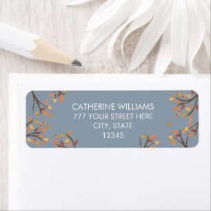 Dusty Blue Return Address Autum Fall Branch Label