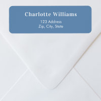 Dusty blue return address