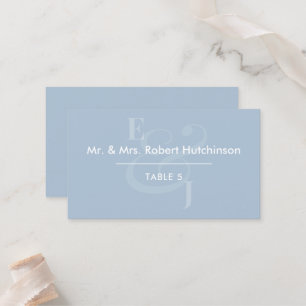 Dusty Blue Reverse Ampersand Wedding Table Seat Place Card