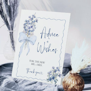 Dusty Blue Ribbon Lily Floral Advice and Wishes  Pedestal Sign