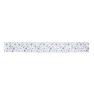 dusty blue ribbon with wildflowers satin ribbon