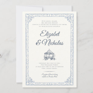 Dusty Blue Rococo Garden Wedding Invitation