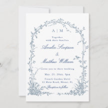 Dusty Blue Romantic Botanical Arch Garden Wedding