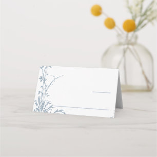 Dusty Blue Romantic Botanical Garden Wedding Place Card