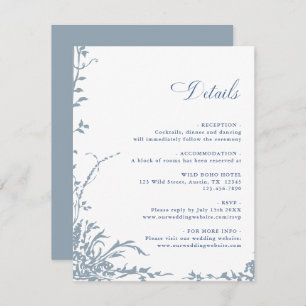 Dusty Blue Romantic Floral Garden Wedding Details Enclosure Card