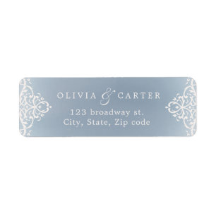 Dusty blue romantic vintage wedding return address return address label