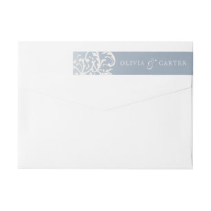 Dusty blue romantic vintage wedding return address wrap around label