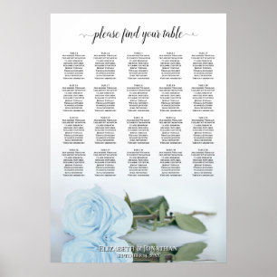 Dusty Blue Rose 20 Table Wedding Seating Chart