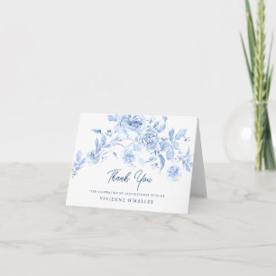 Dusty Blue Rose Floral 40th Birthday Thank You Card