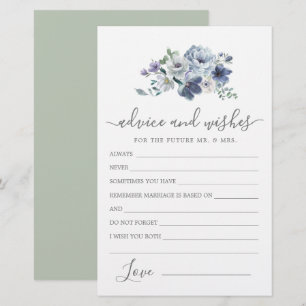 Dusty Blue Rose Floral Advice and Wishes Card