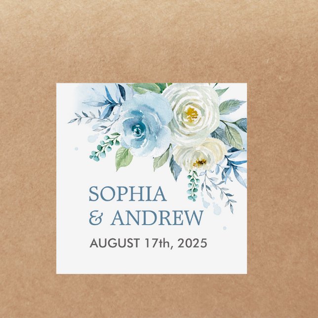 Dusty Blue Rose Floral Wedding Sticker (Creator Uploaded)