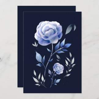 dusty blue rose flower floral wedding invitation