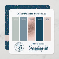 Dusty Blue & Rose Gold Colour Palette Swatch Card