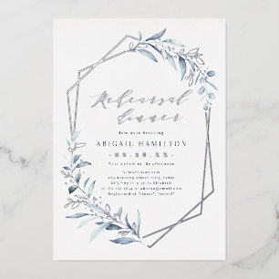 Dusty Blue Rose Gold Rustic Rehearsal Dinner Foil