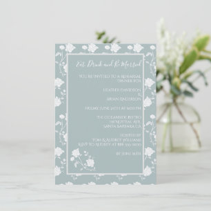Dusty Blue Rose Rehearsal Dinner Invitation