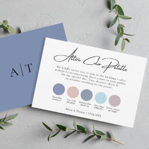 Dusty Blue Rose Wedding Colour Palette Attire Enclosure Card