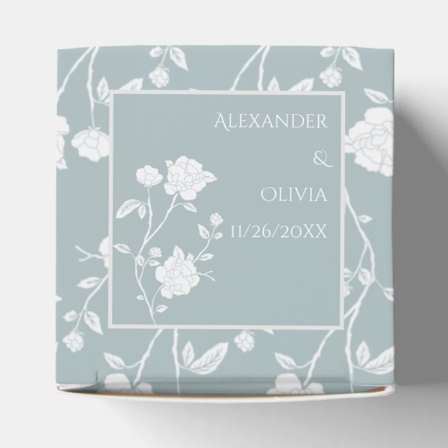 Dusty Blue Rose Wedding Favour Box (Top)