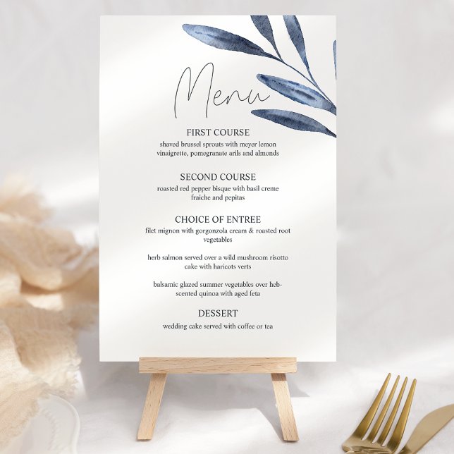 Dusty Blue Roses Flowers Boho Wedding Menu (Creator Uploaded)