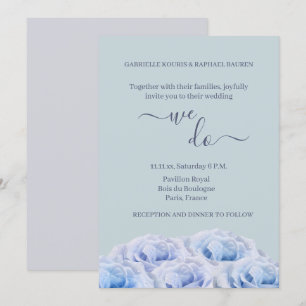 Dusty Blue Roses Sage Grey Floral We Do Wedding Invitation